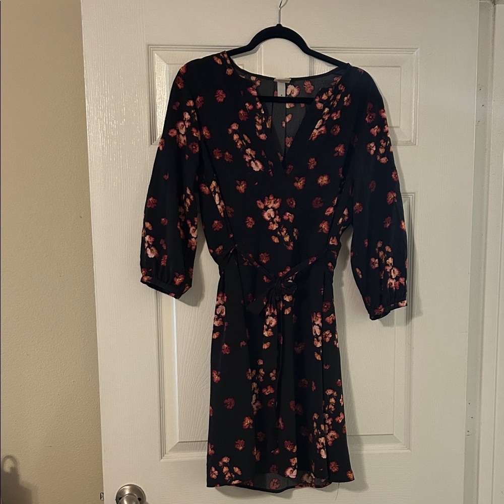 a new day Black Dress with Pink Floral Pattern